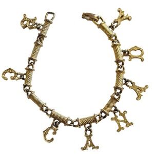 BC Canada Charm‎ Bracelet VTG British Colombia souvenir Gold Plated Dangle Retro